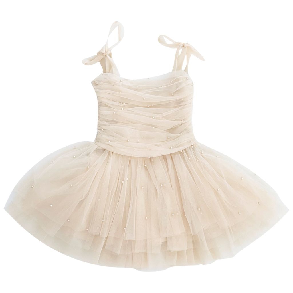 Pearl Tulle Dress Cream
