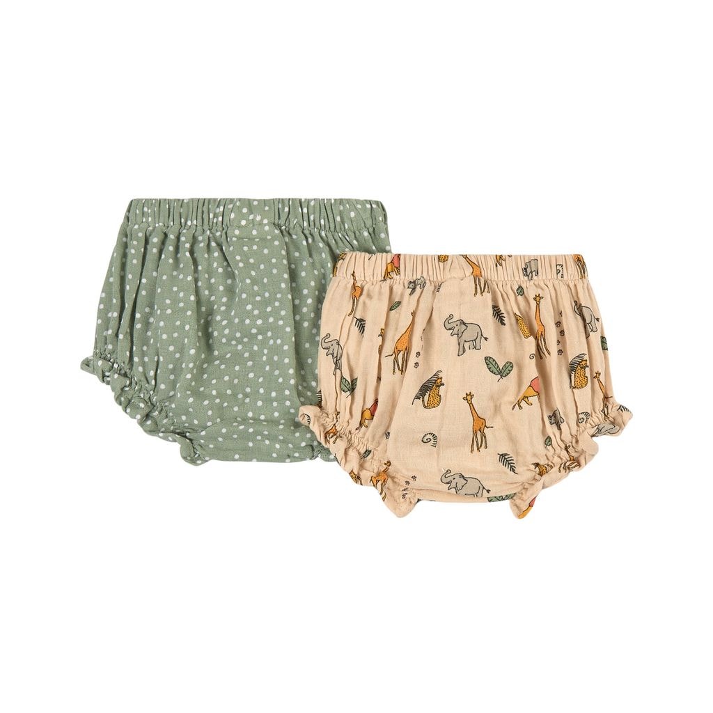 2-Pack GOTS Underbyxor Green Dots/Wild Animals