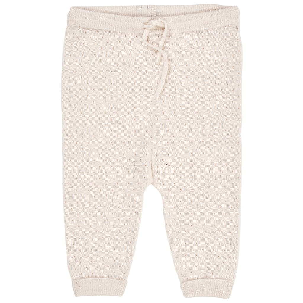 Merino-Wolle-Lochmuster-Sweathose Cream