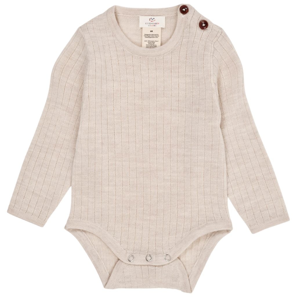 Merino Wool Baby Body Pale Cream Melange