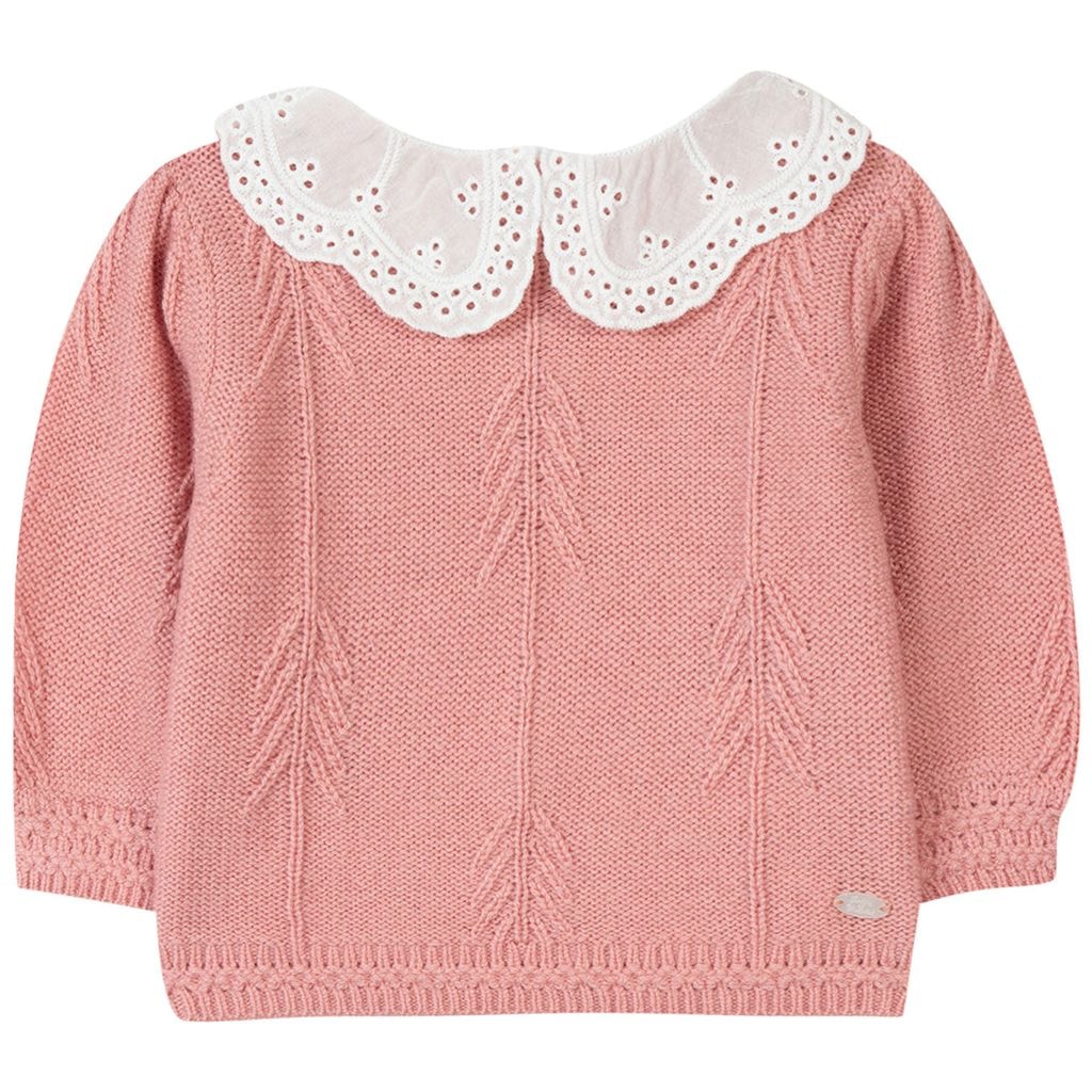 Knit Sweater With Ruffle Collar Vieux Rose