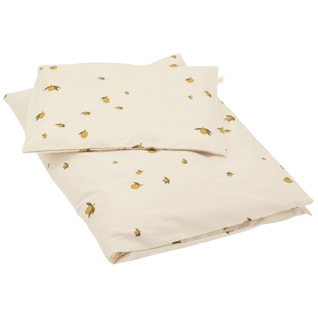 70 x 100 cm / 40 x 45 cm GOTS Baby Bedding Set With Lemon Print Cream