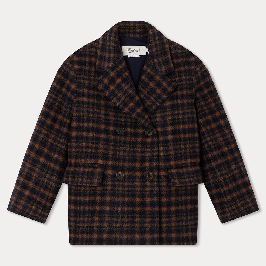 Tinley Checked Coat Navy