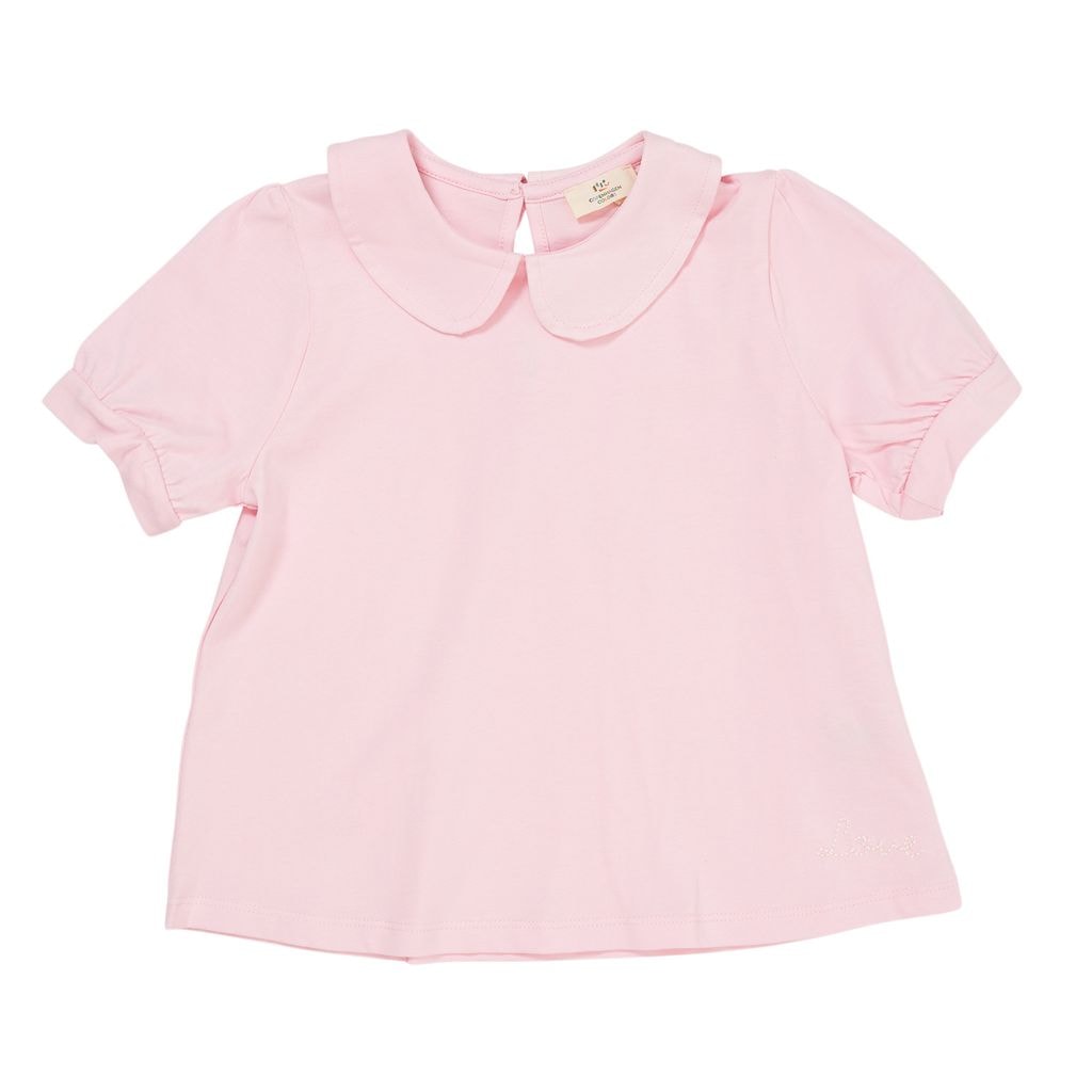 Solid Short-Sleeved Collared Blouse Ballerina