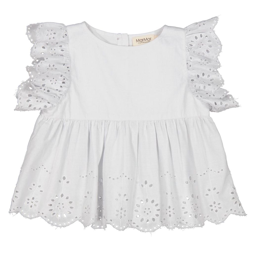 Broderad Blus Gräddvit