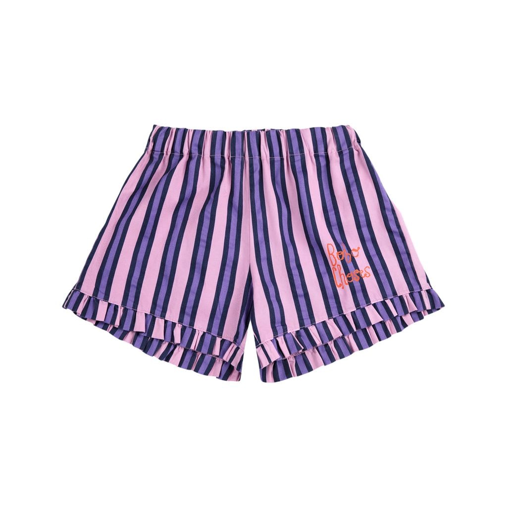 Striped Ruffled Shorts Pink