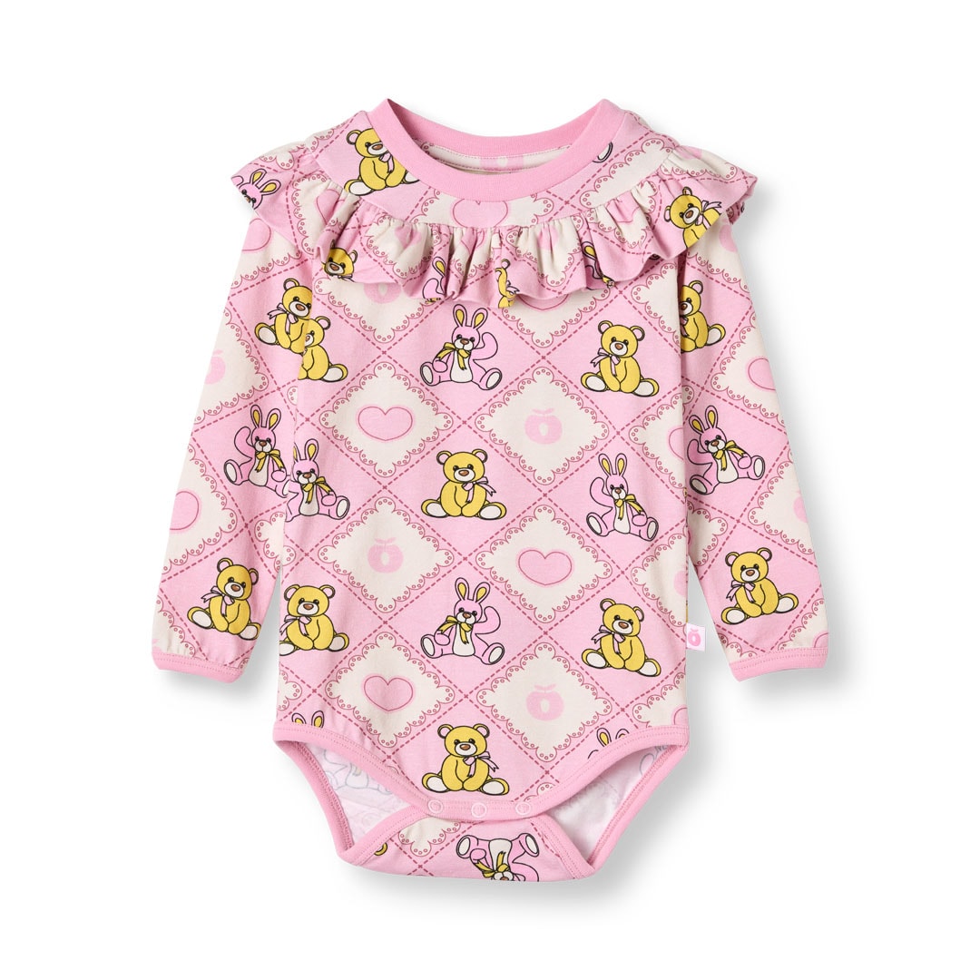 Paula Red Long-Sleeved Baby Body With Teddy Bears Lace