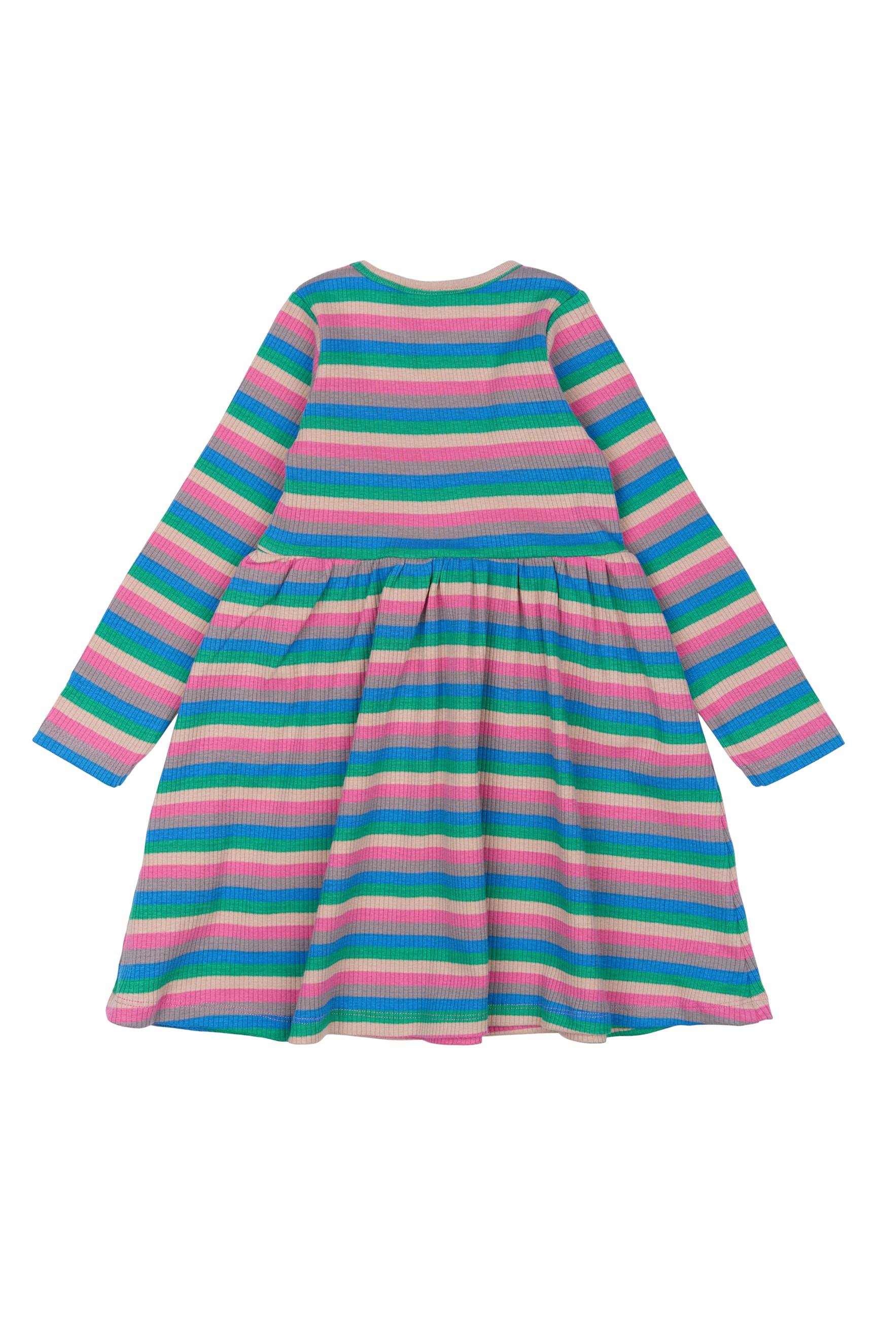 GOTS Polly Långärmad Ribbklänning Multi Striped