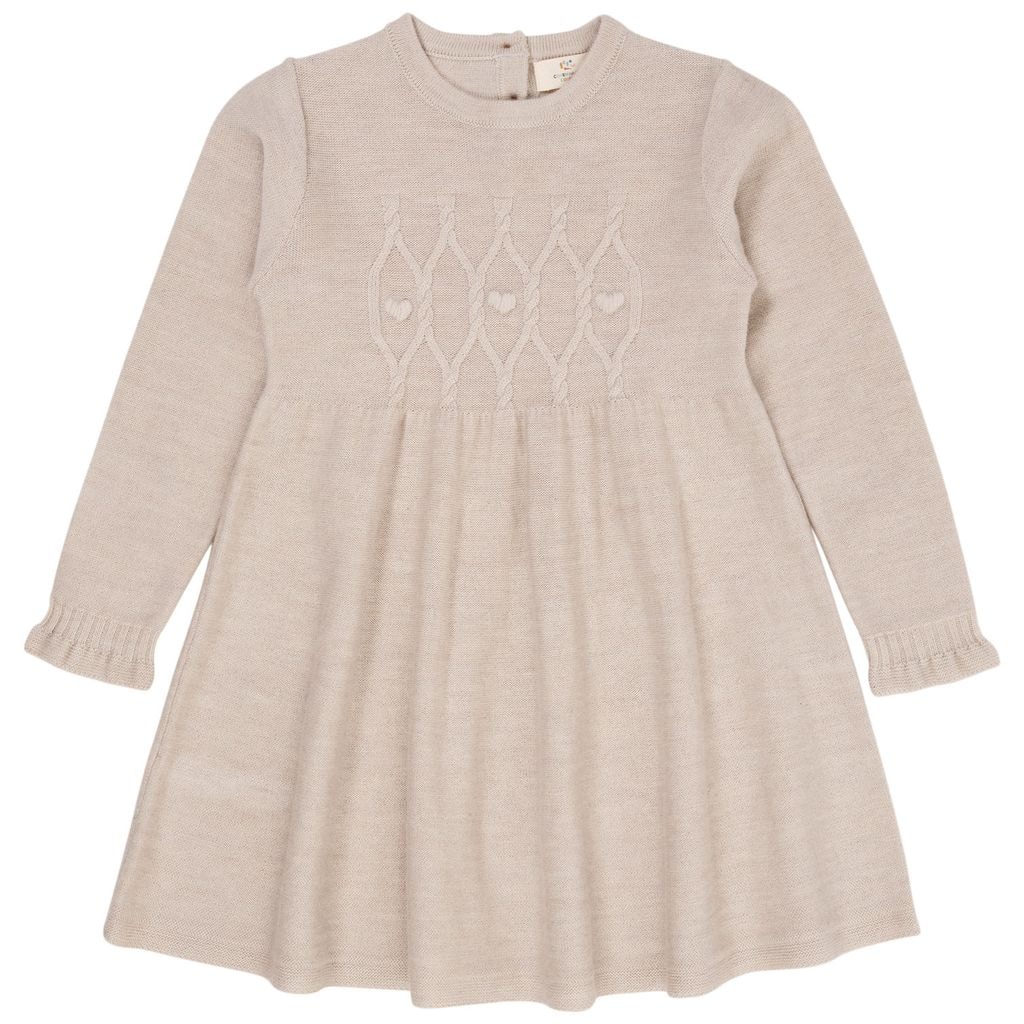 Merino Cable Dress in Pale Cream Melange