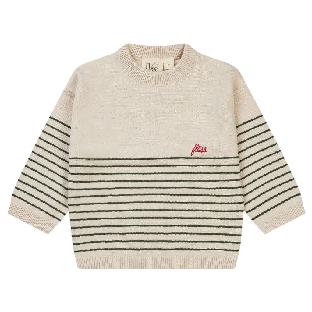 Hansen Striped Knit Sweater Forest Green/Cloud