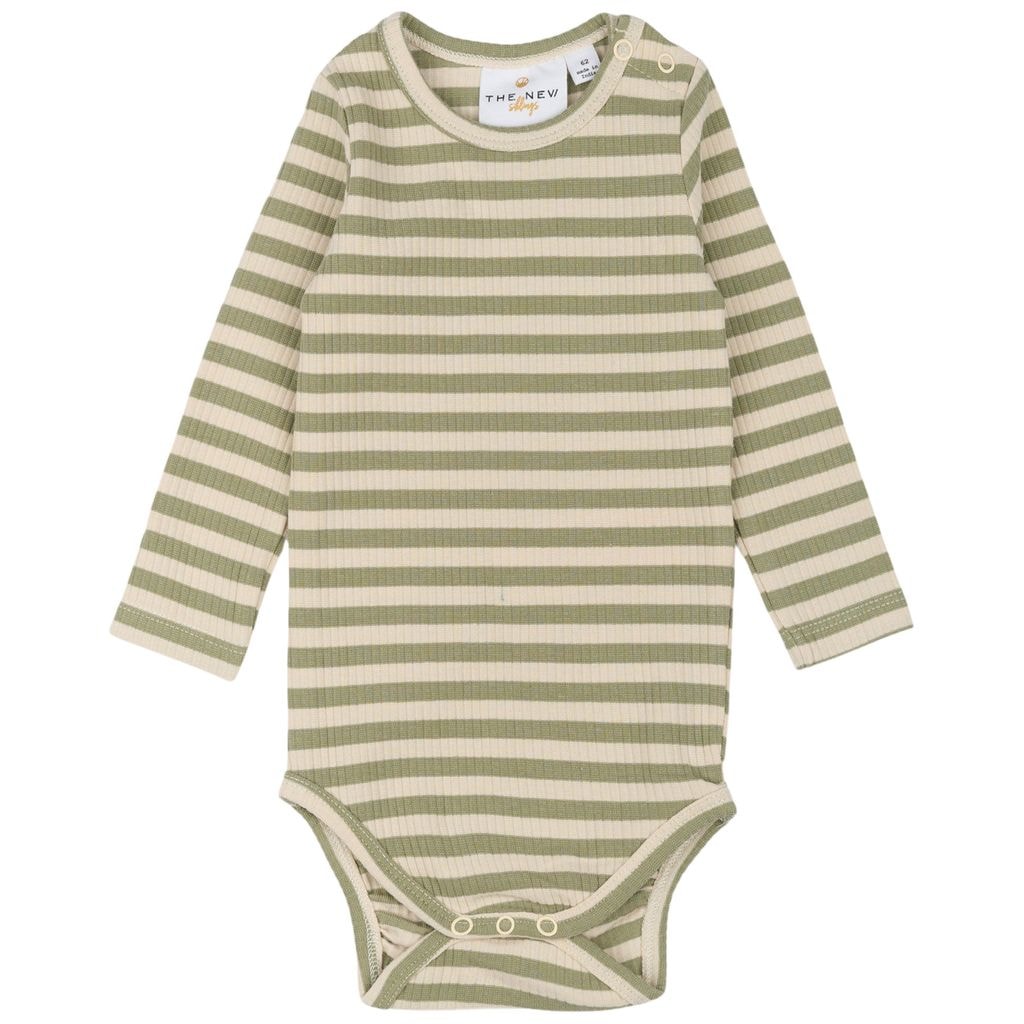 GOTS Uni Ribbed Baby Body Tea Striped
