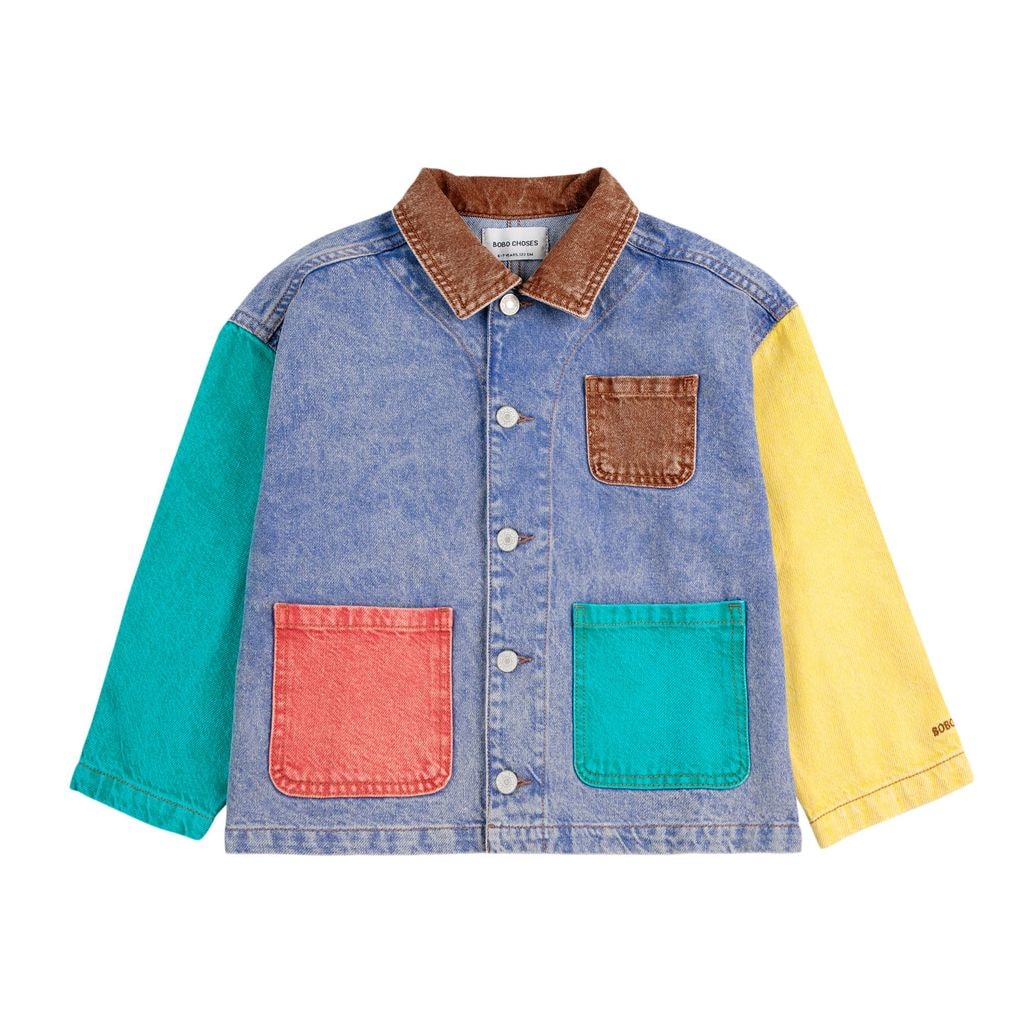 Color Block Denim Jacket Multicolor