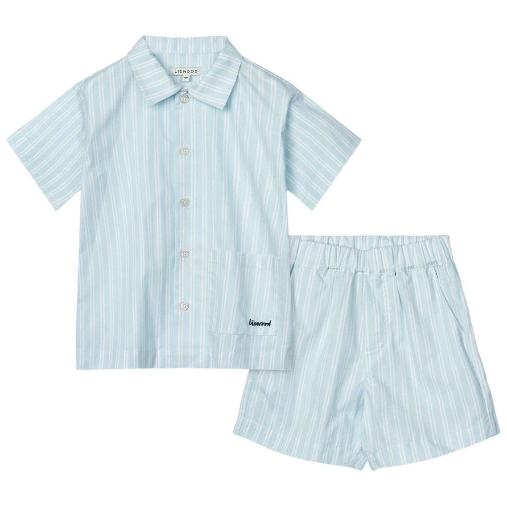 GOTS Leona Sæt Med Tøj Stripe Pure Sky Creme De La Creme