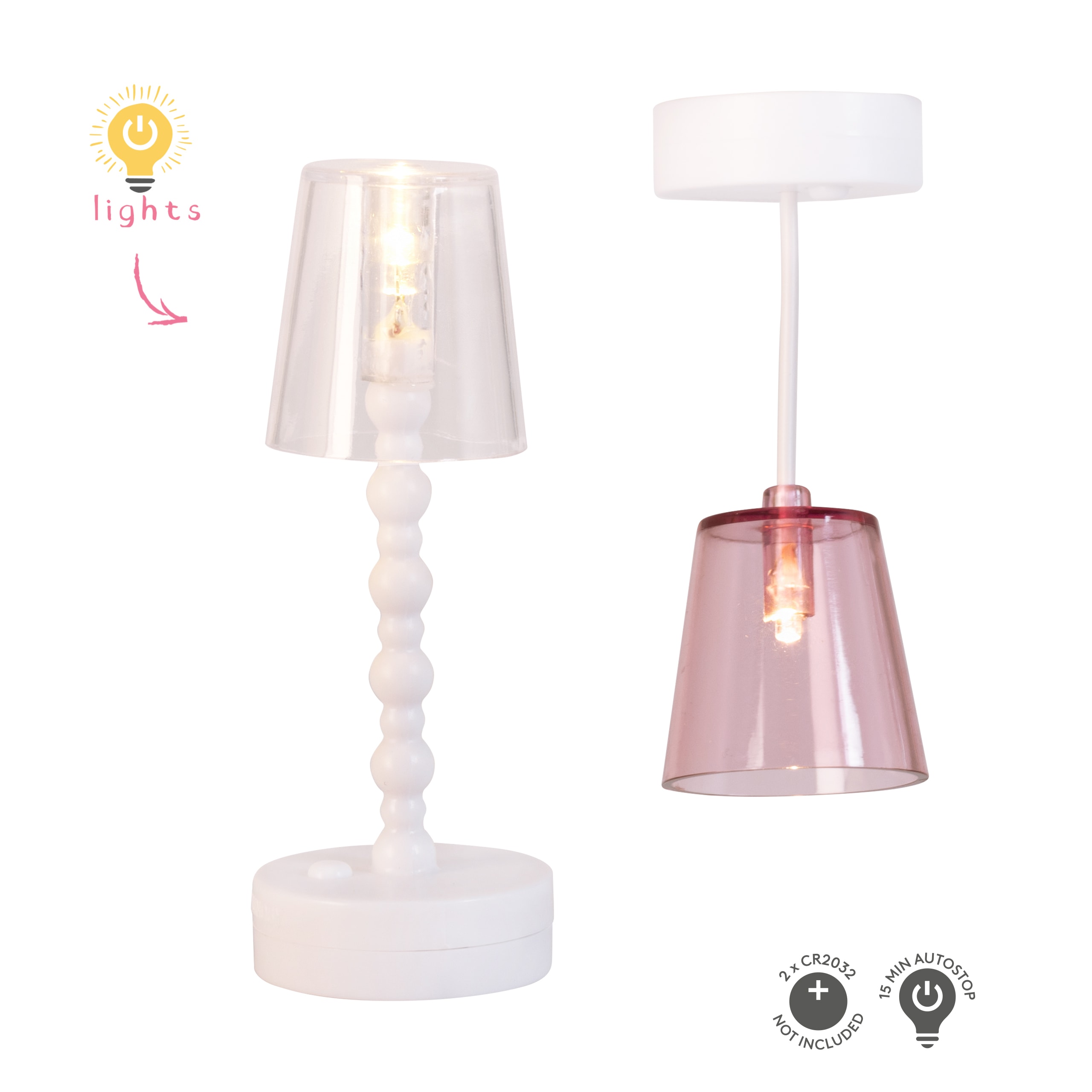 Floor & Ceiling Lamp White Pink