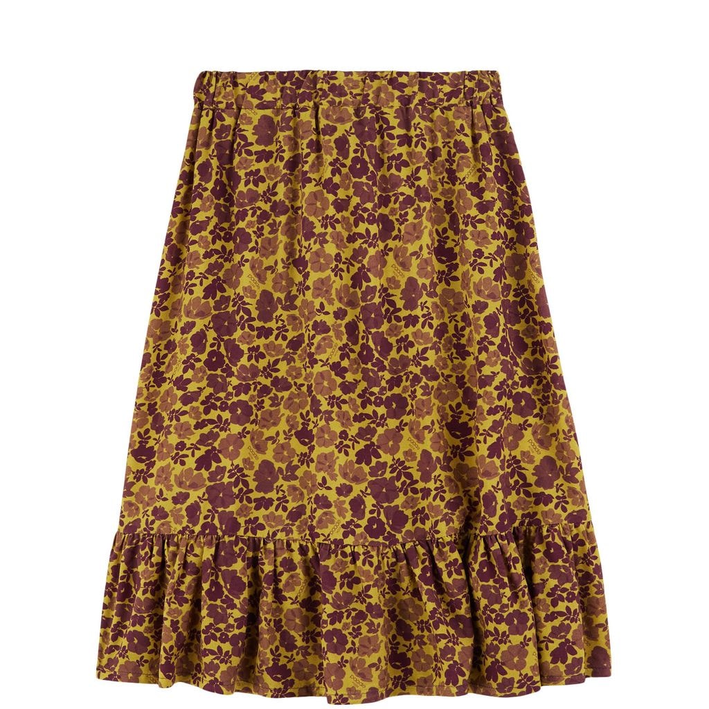 Floral Midi Skirt Macaroon Green
