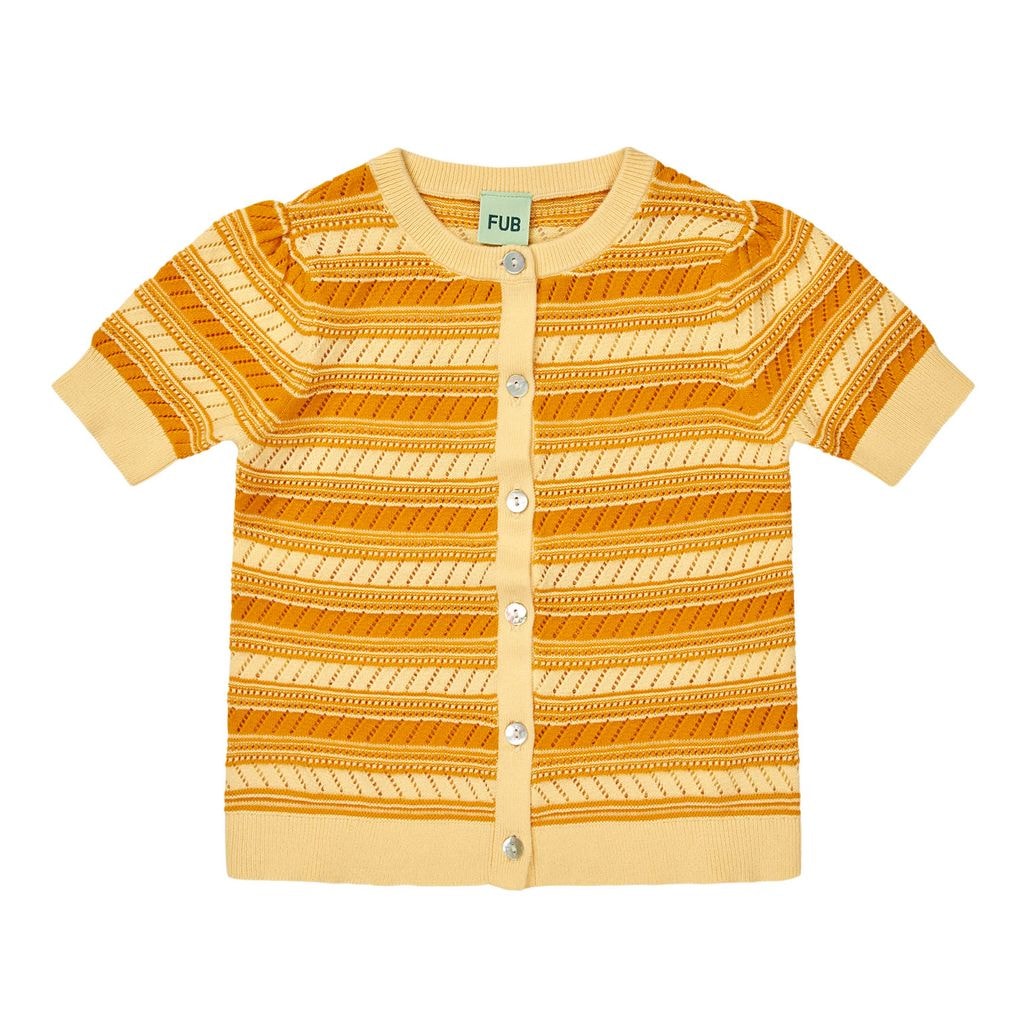 Knitted Short-Sleeved Cardigan Vanilla/sunflower