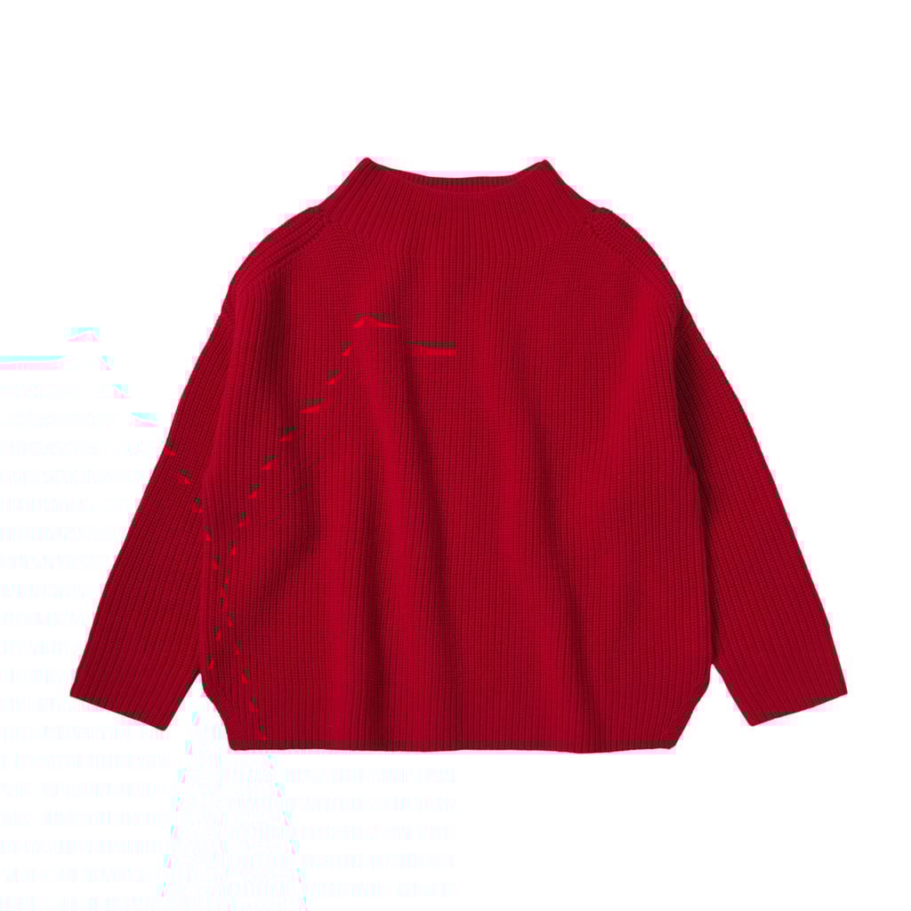 High Neck Sweater  Red