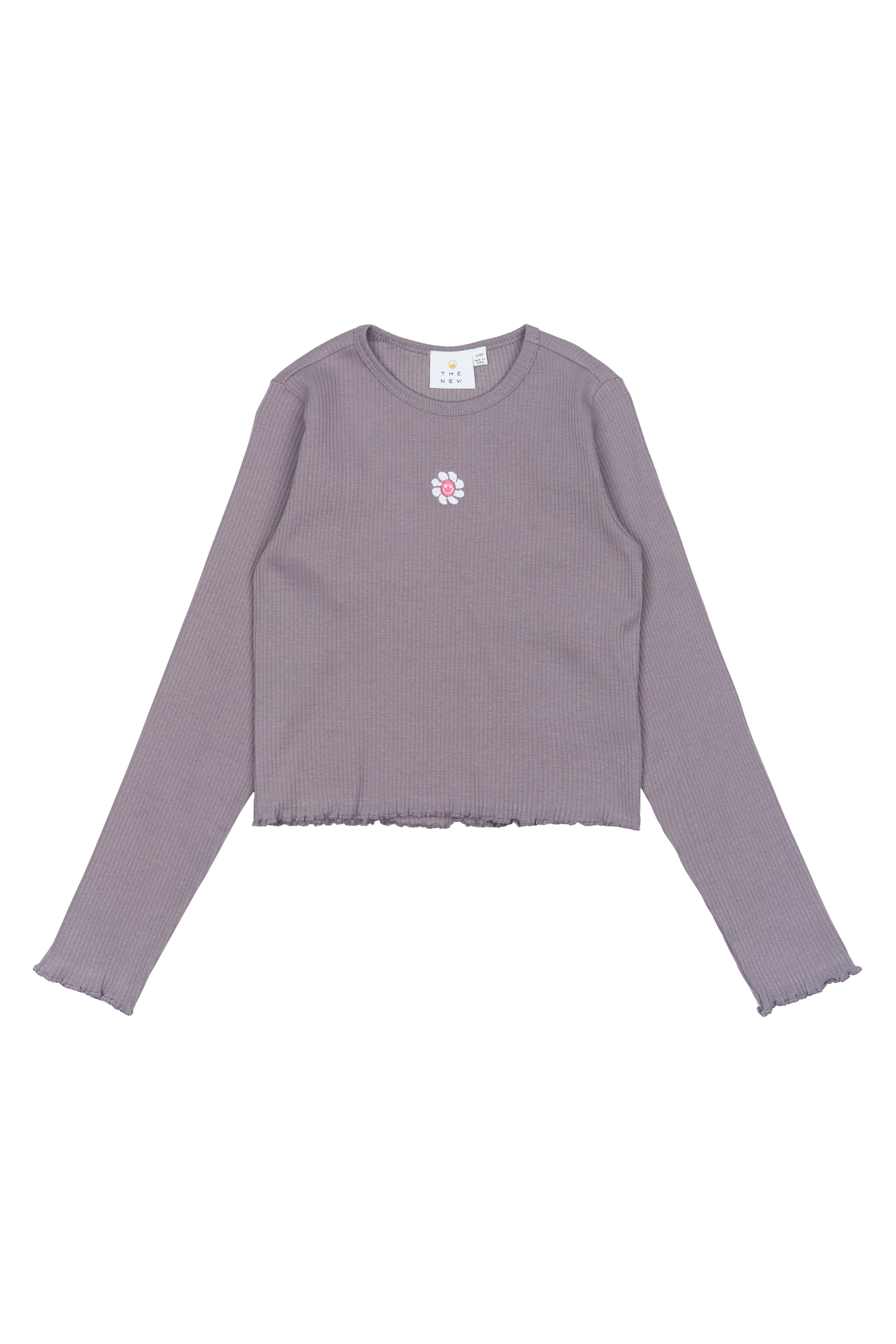 Perrin Långärmad Ribbad Topp Gray Ridge
