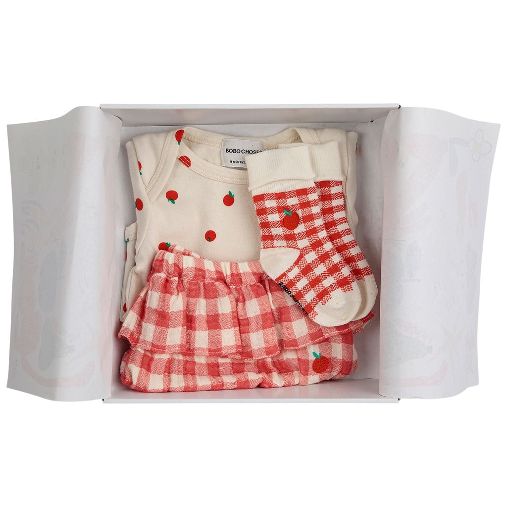 Tomato Printed Set With Baby Body Shorts And Socks Off-white
