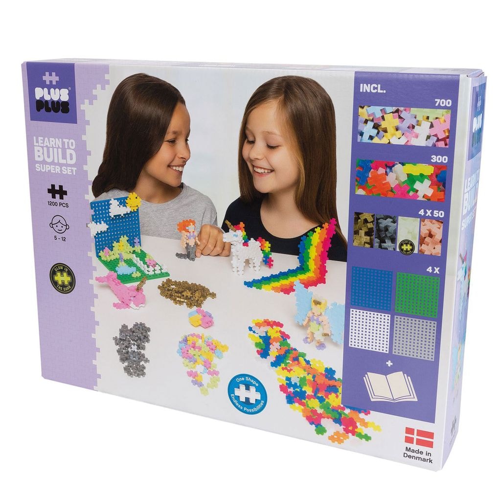1200-stykke Plus-Plus® Glow in The Dark Learn To Build Super Byggesæt