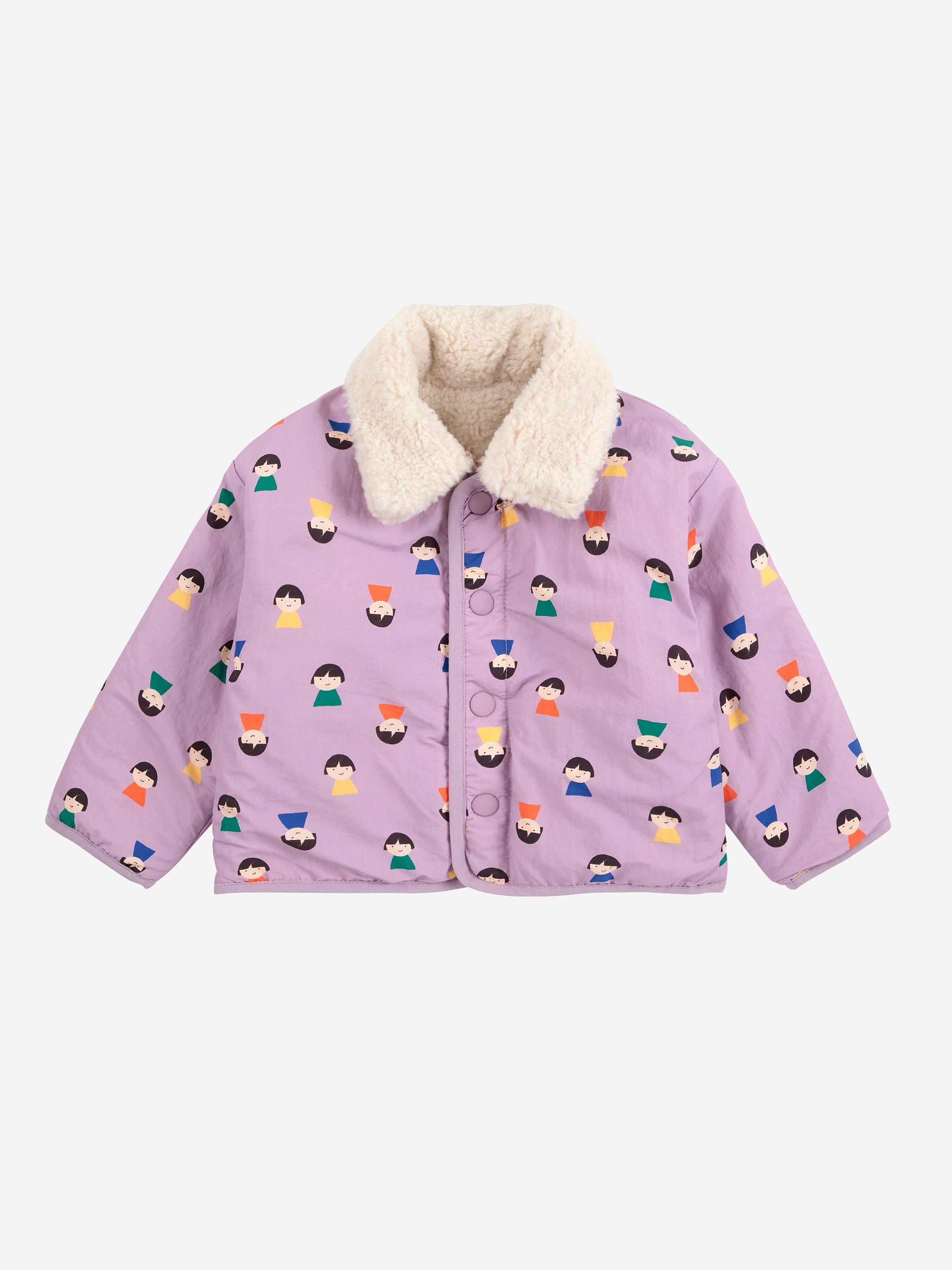 Game Pawns All Over Reversible Sheepskin Jacket Lavender