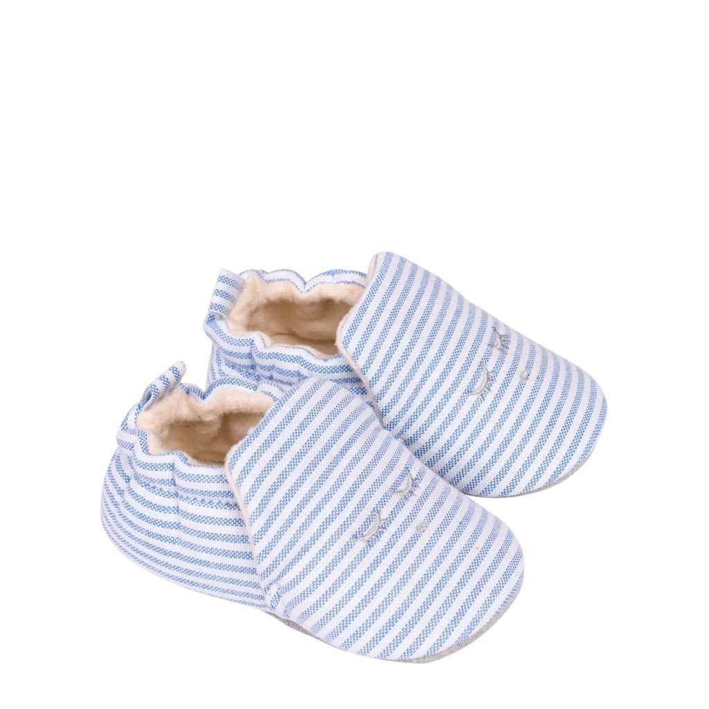 Striped Crib Shoes Light Blue