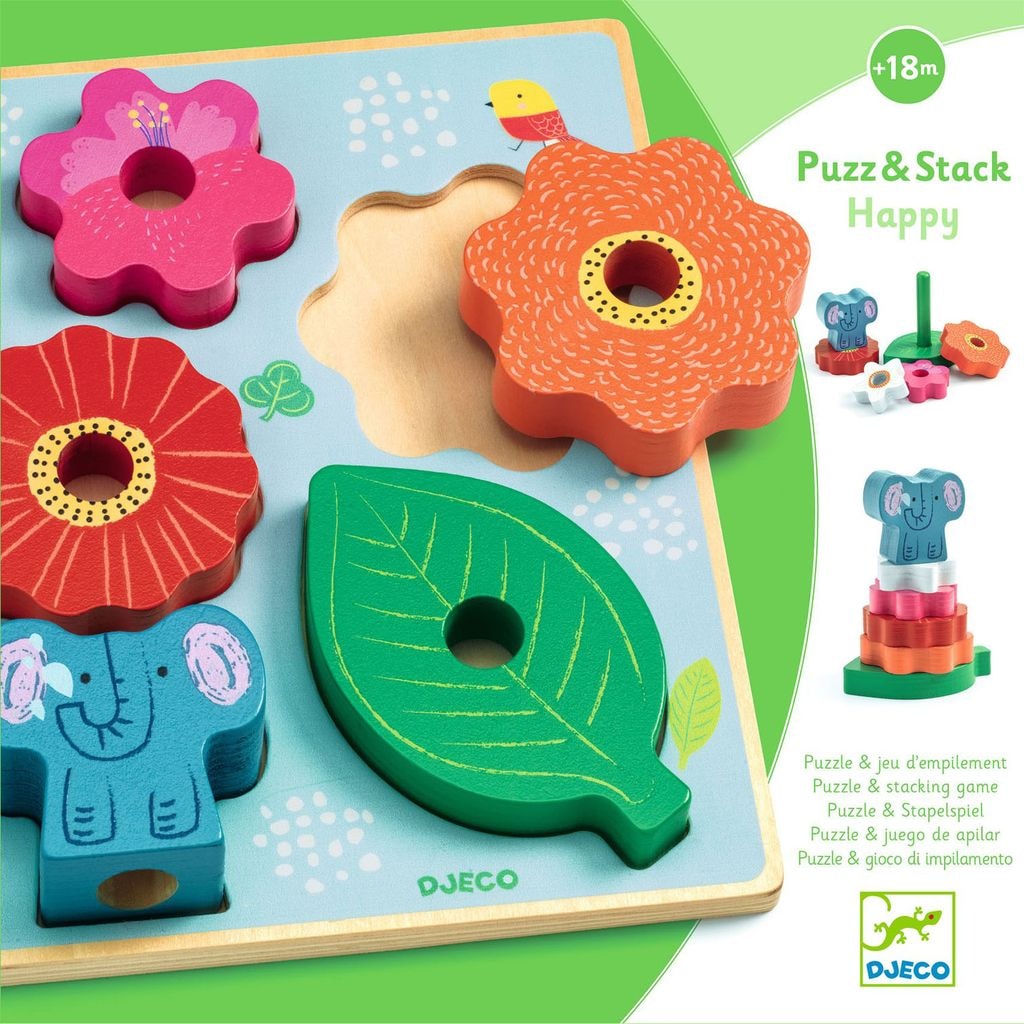 Puzz & Stack Happy Puslespill Med Stablingleketøy