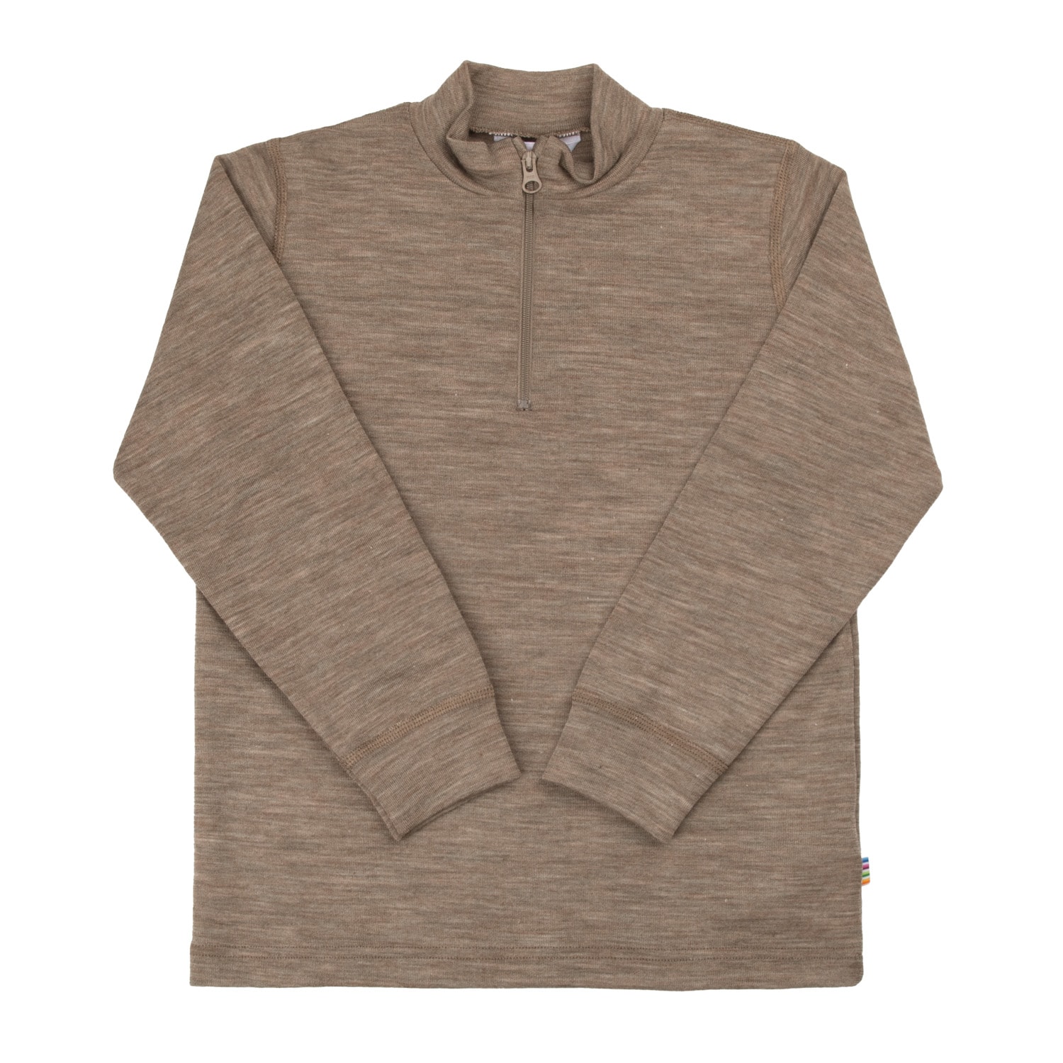 Half Zip Wool Top Beige Melange