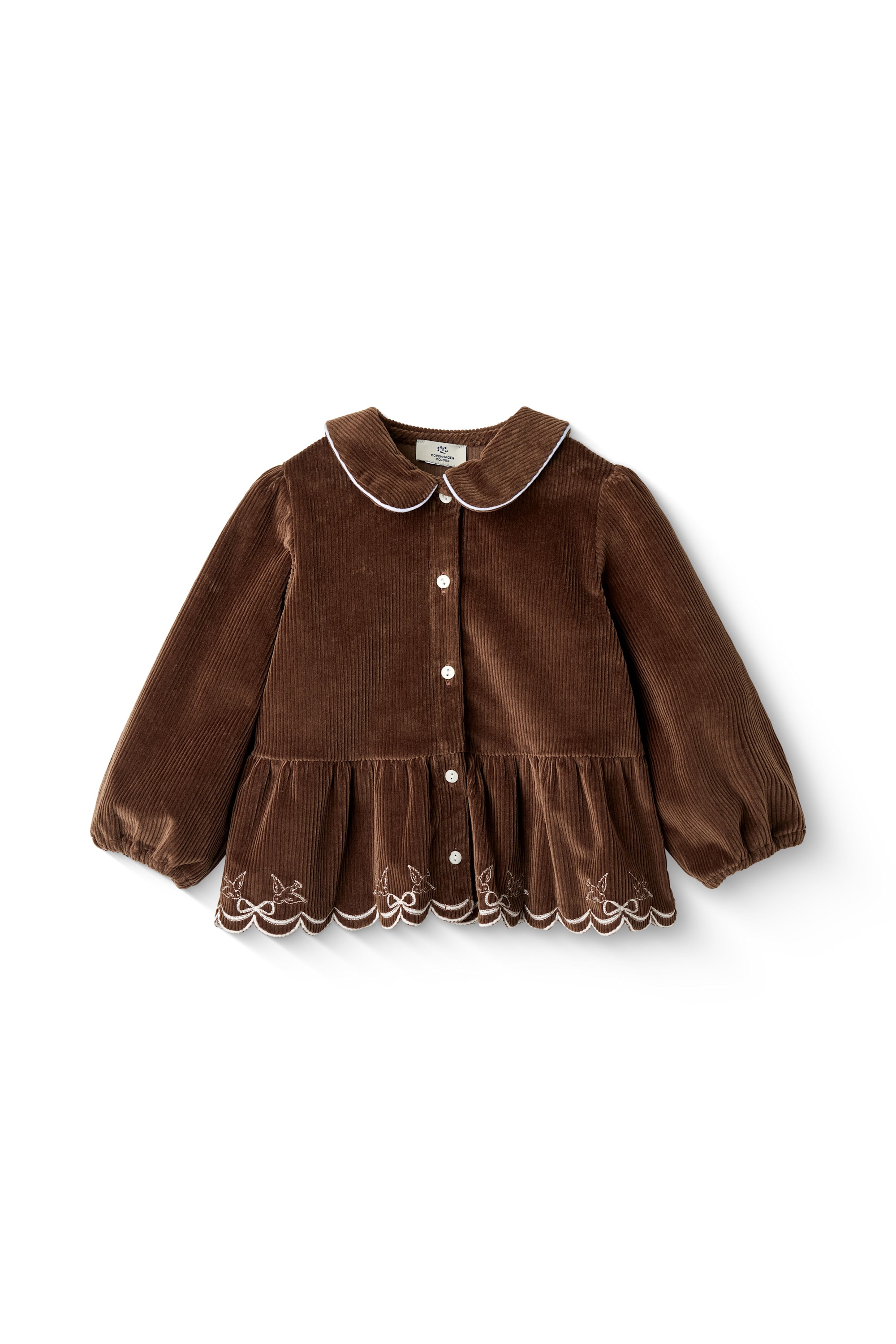 Corduroy Blouse W. Emb. Dark Brown