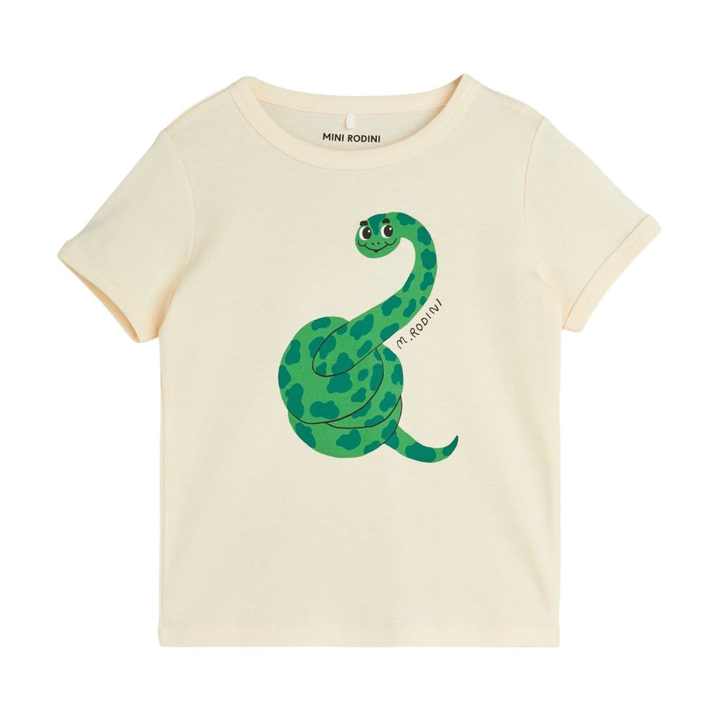 T-Shirt with Snake Graphic in Offwhite