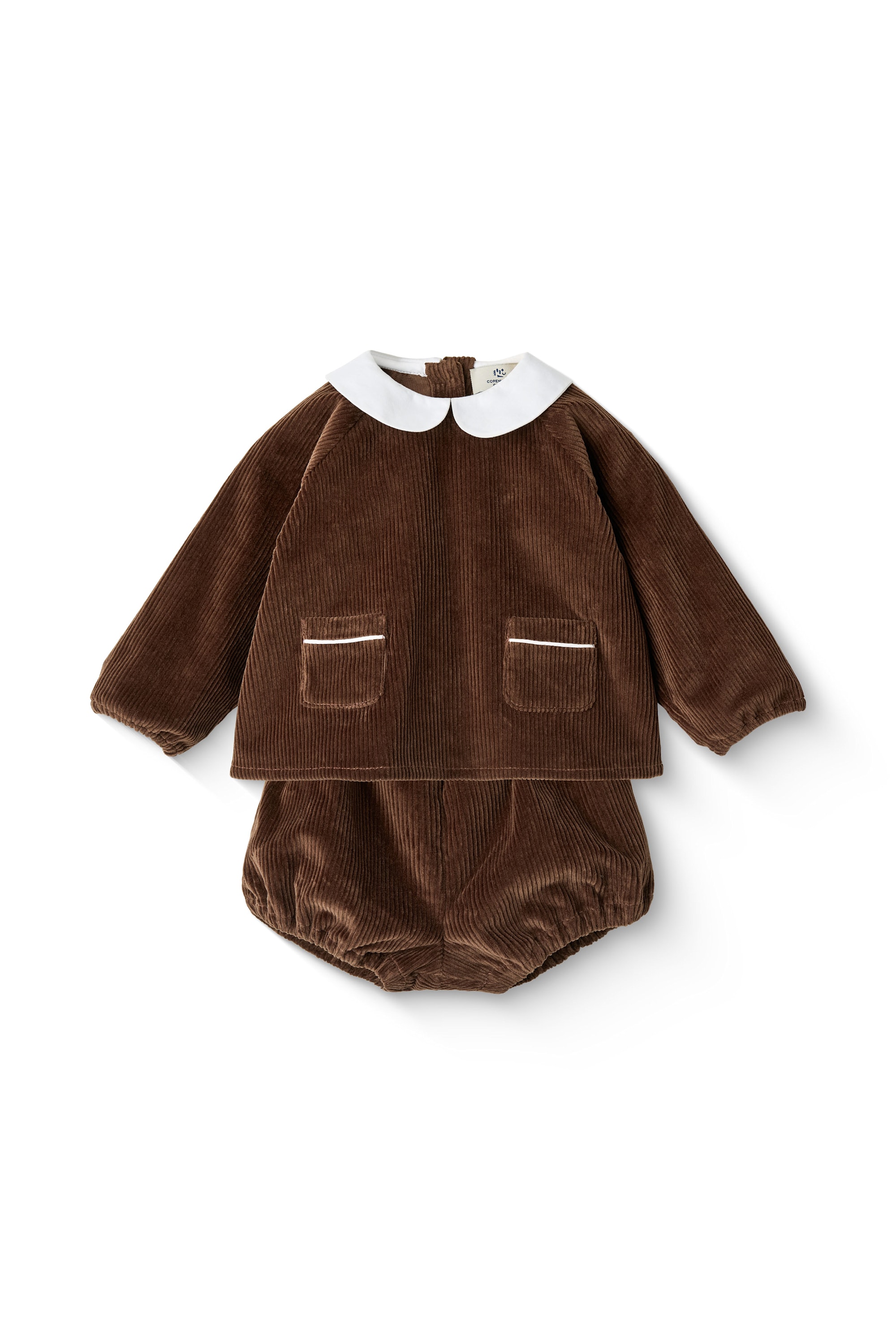 Corduroy Baby Set W. Collar Dark Brown