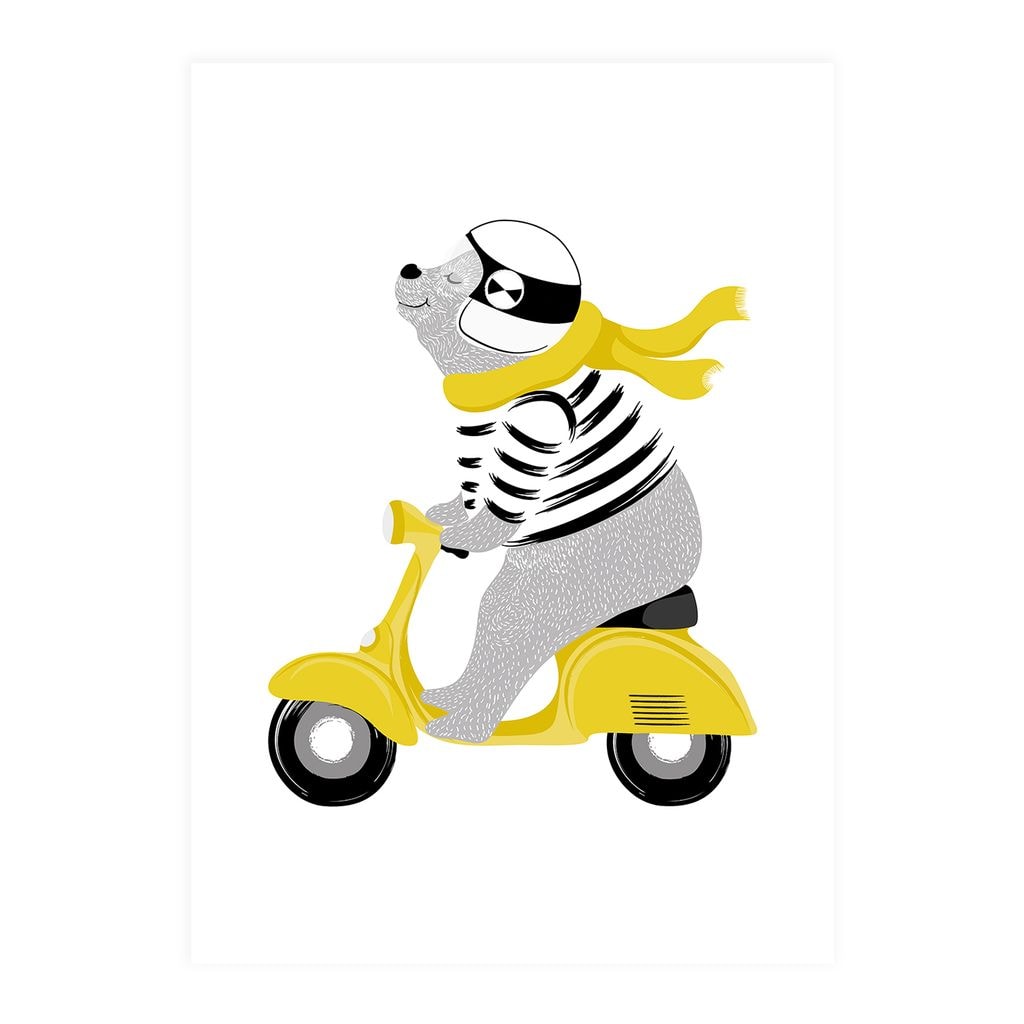 Poster Mr Bear On Moped