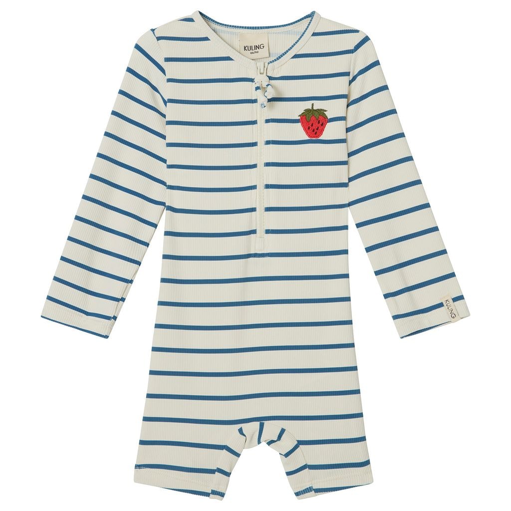 Paros Striped One-piece Rashguard Swimsuit Blue
