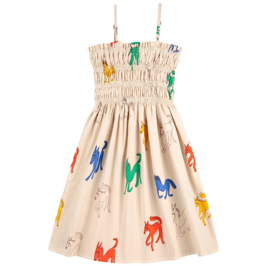 Wonder Horses Printed Dress Beige