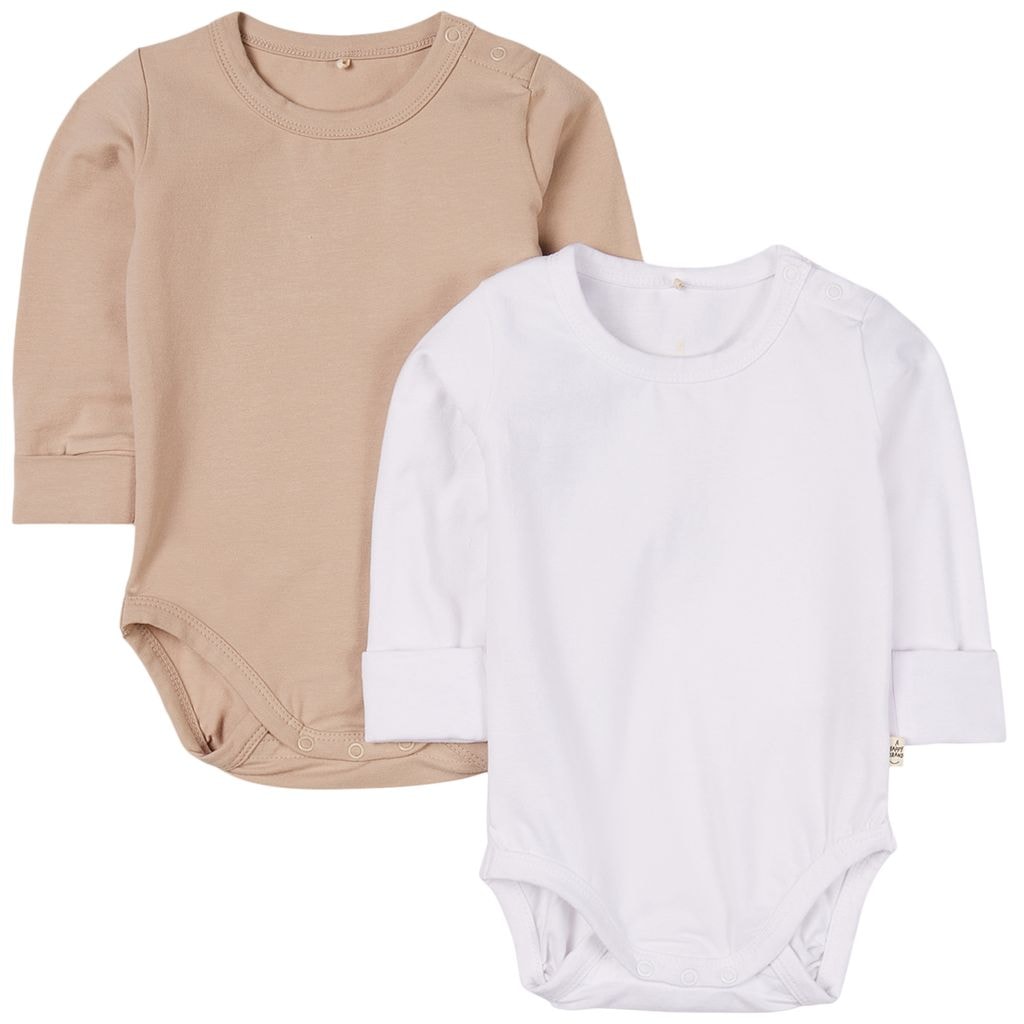 2-Pack Vauvan Bodyt Sand/White