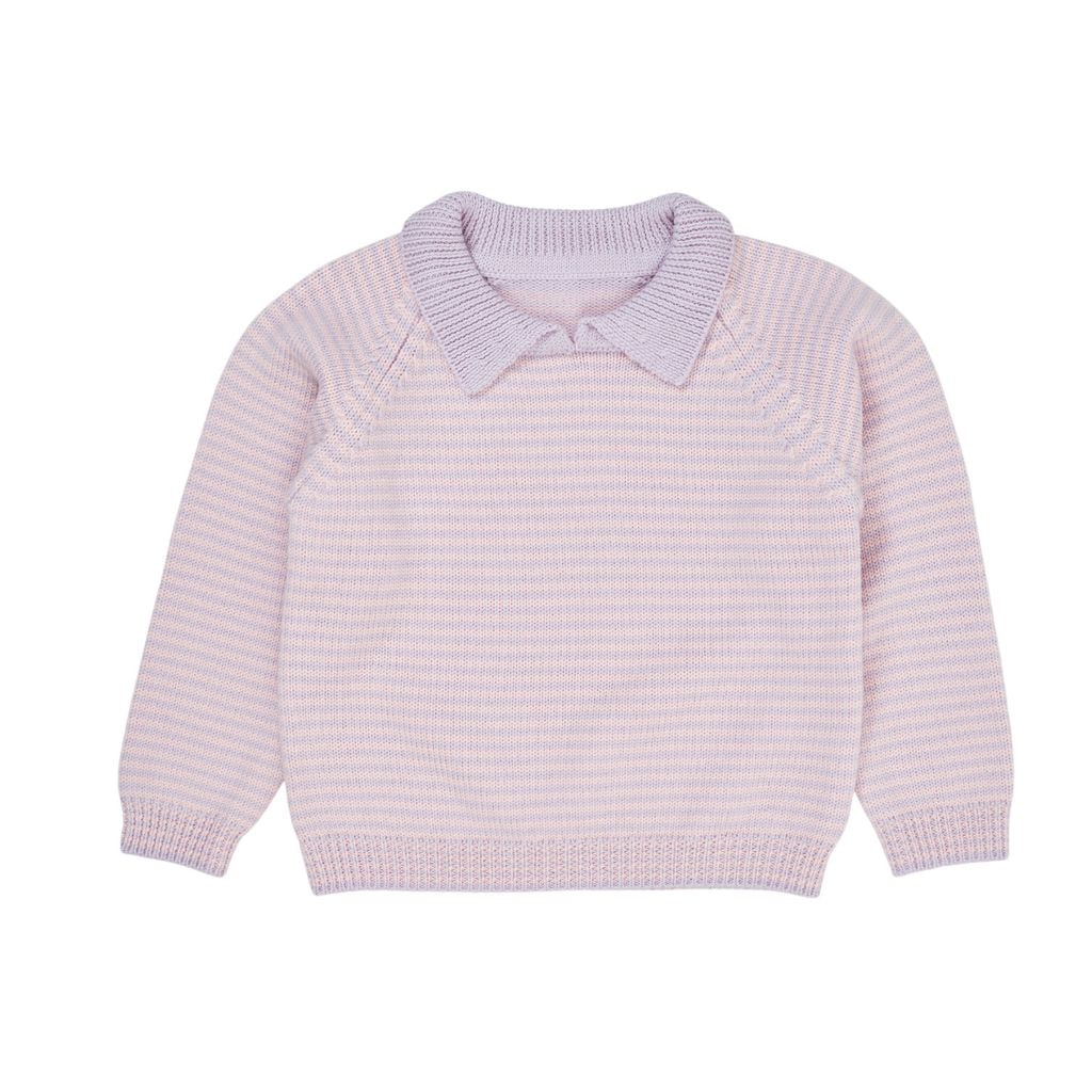 Merinovilla-raitapusero Lavender/Soft Pink Stripe