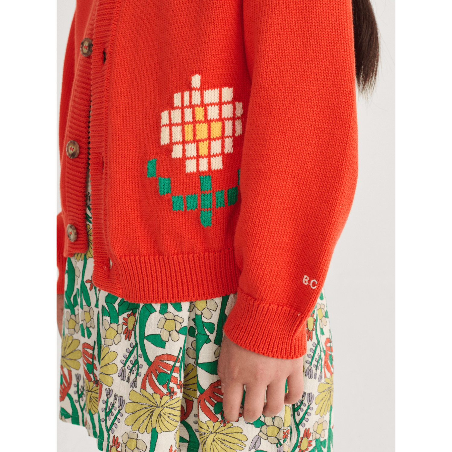 Pixel Daisy カーディガン Red | ベビーショップ - プレミアムな子供服