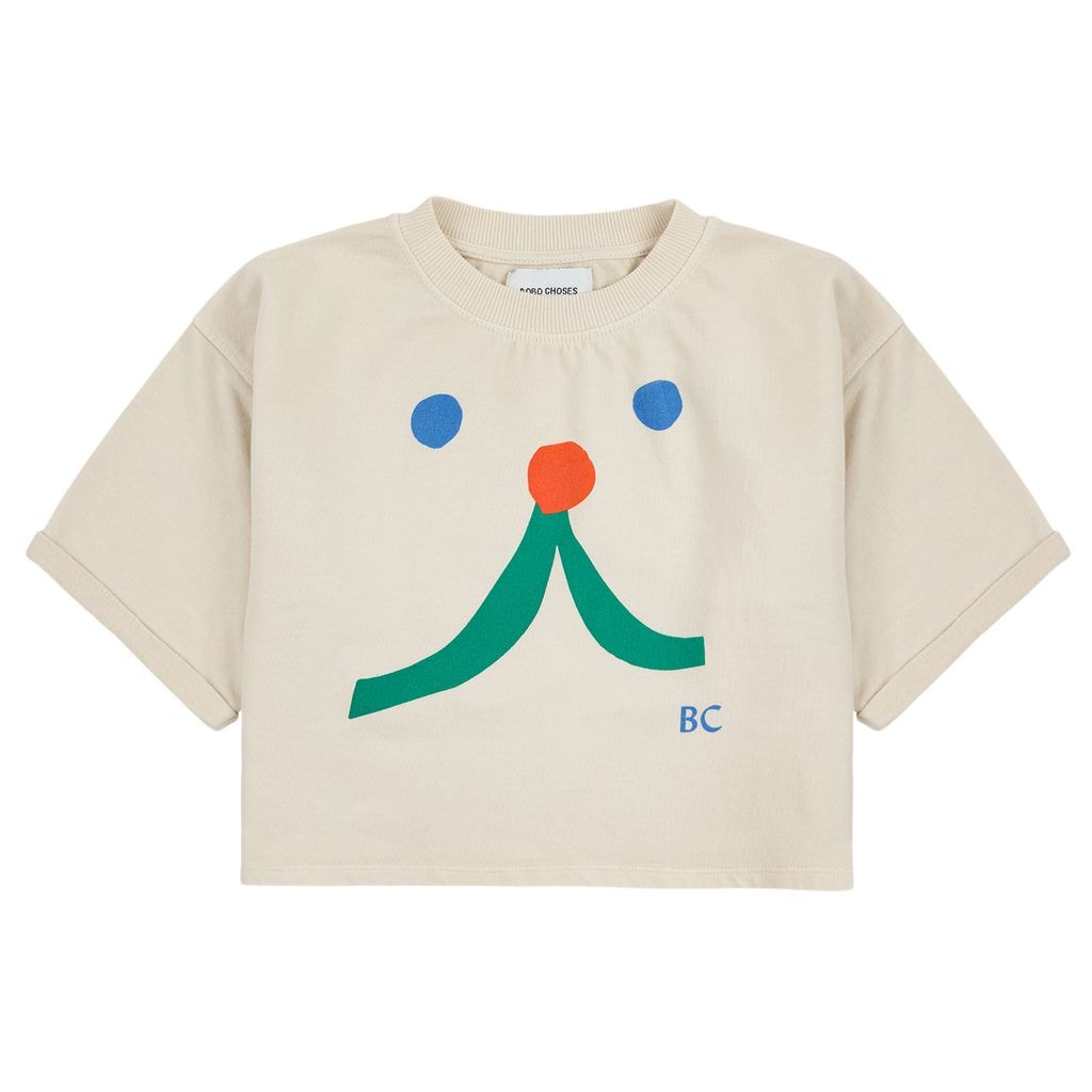 Funny Face Short-sleeved Sweatshirt Beige
