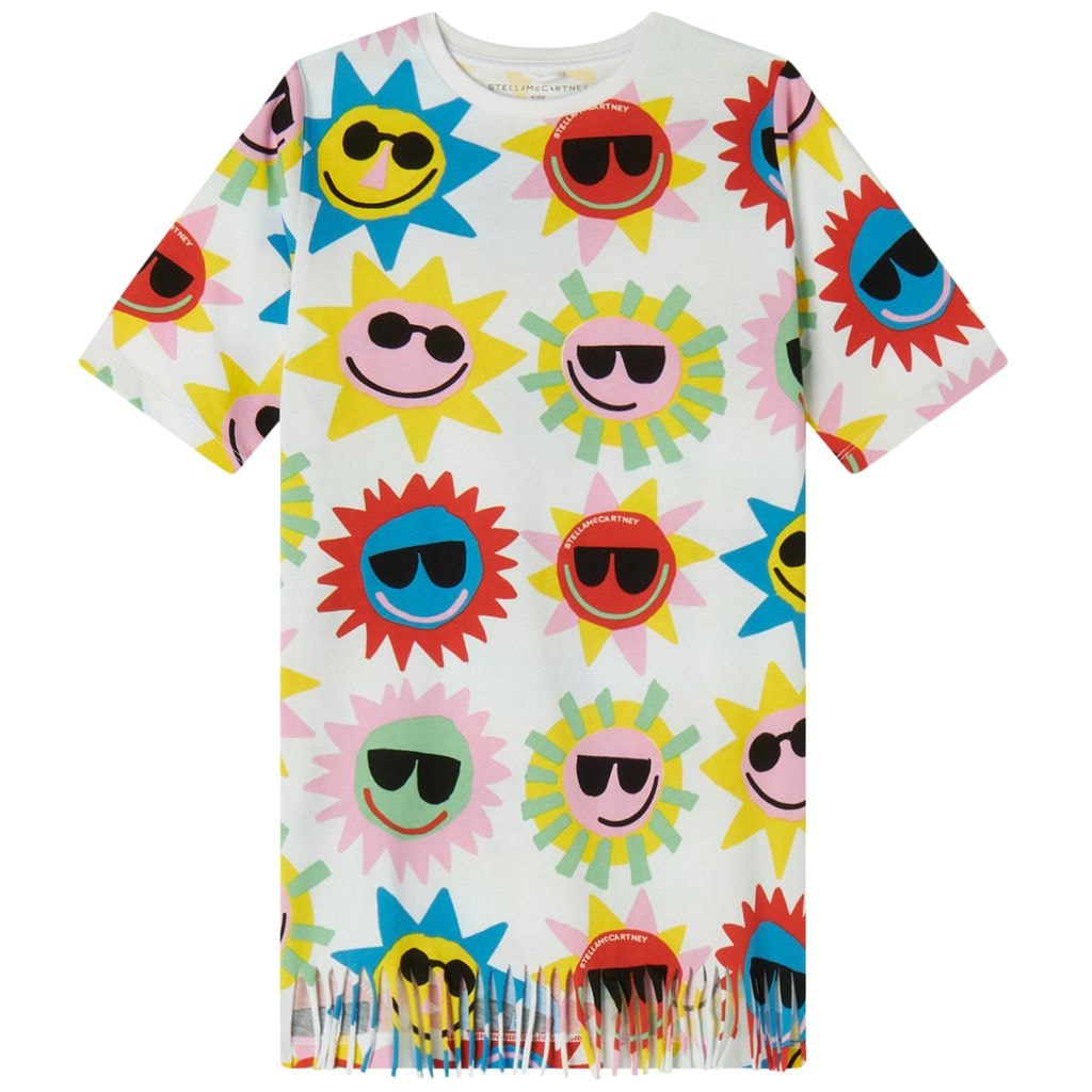 Printed T-Shirt Dress White