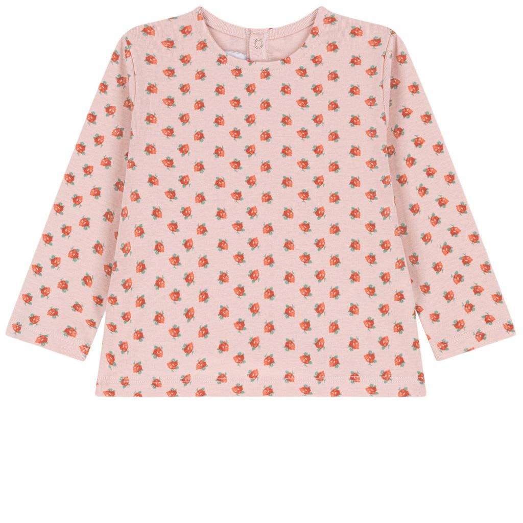 Blomstret Langærmet T-shirt Lyserød