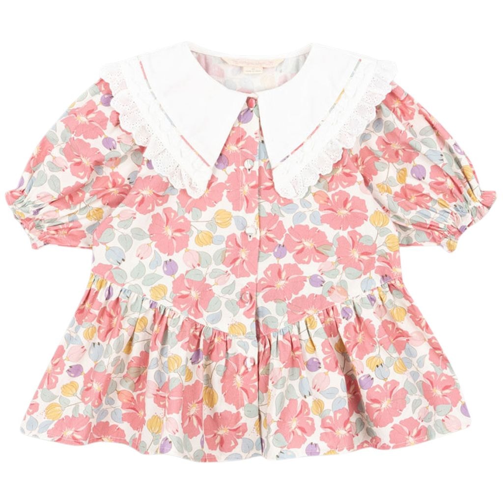 GOTS Coeur Blus Med Krage Fleur Anglaise