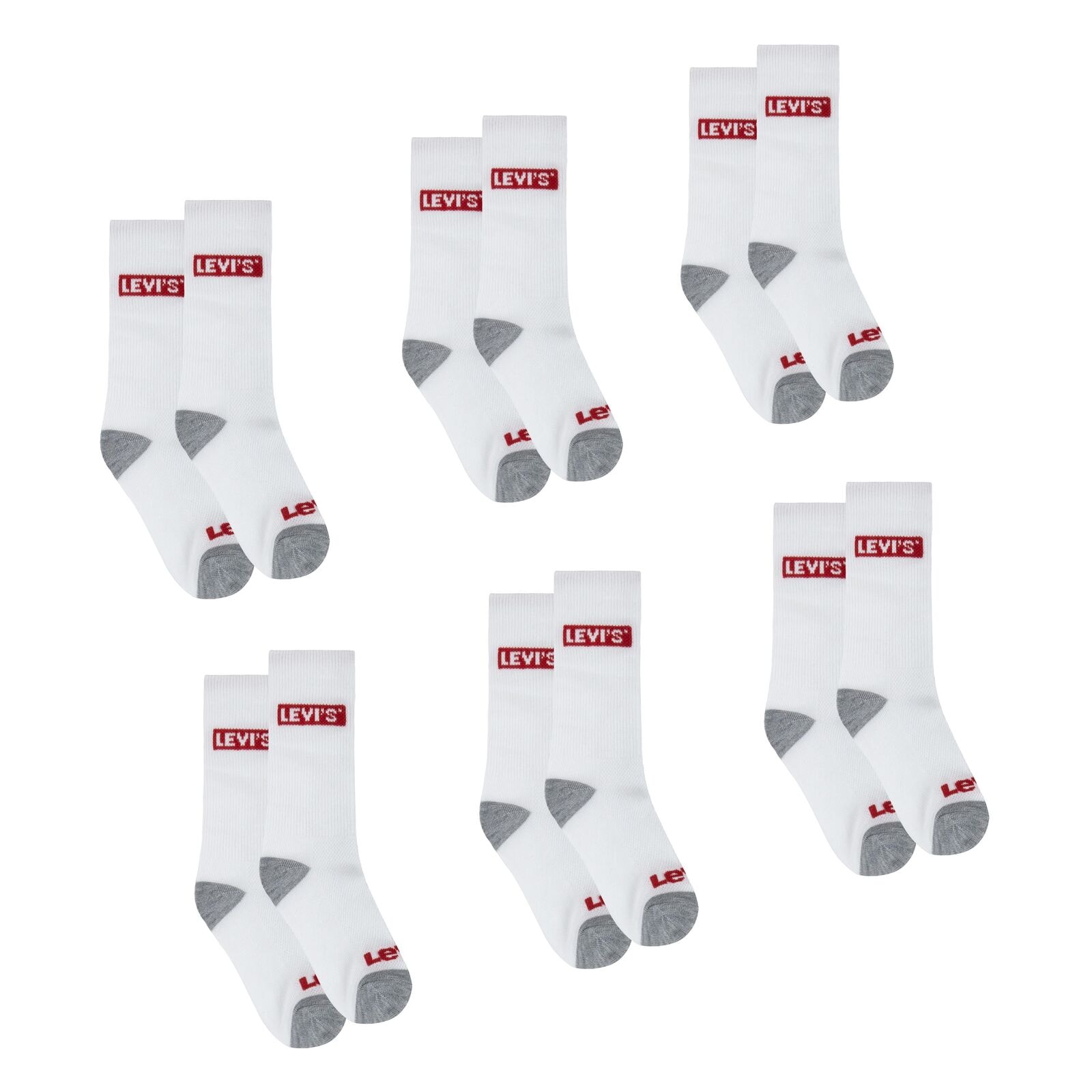 Lhn Box Tab High Cut Socks 6Pk White 