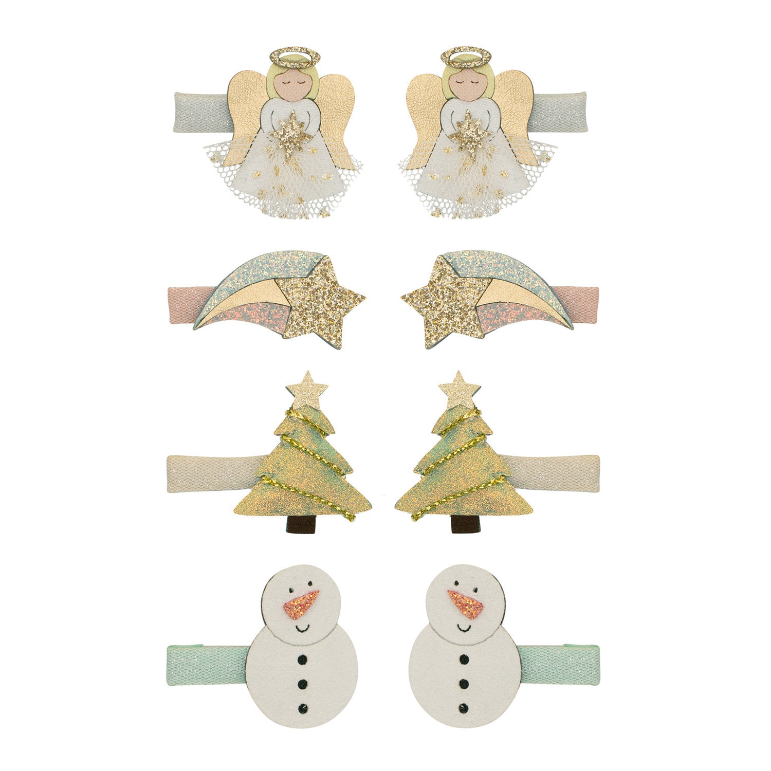 8 Hair Clips - Mini Angel Christmas