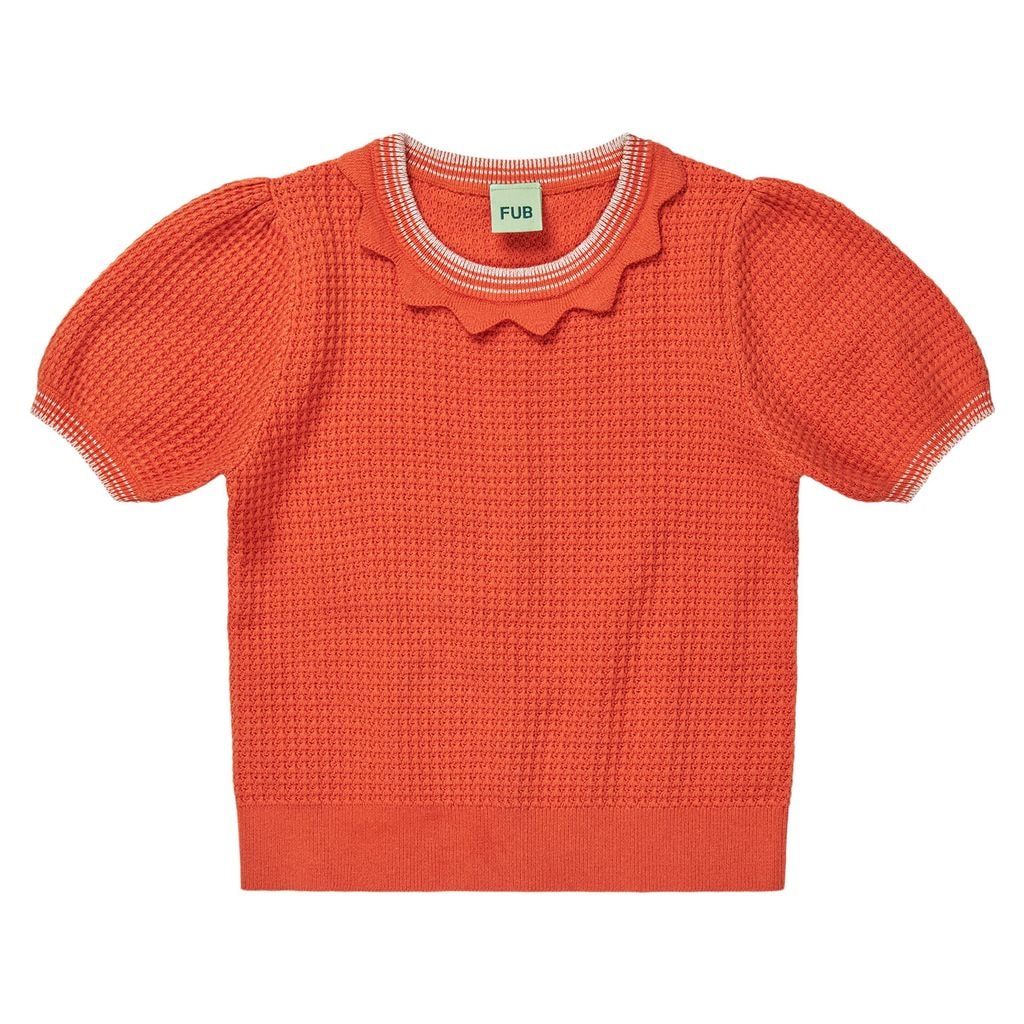 Knitted Short-Sleeved Top Tangerine