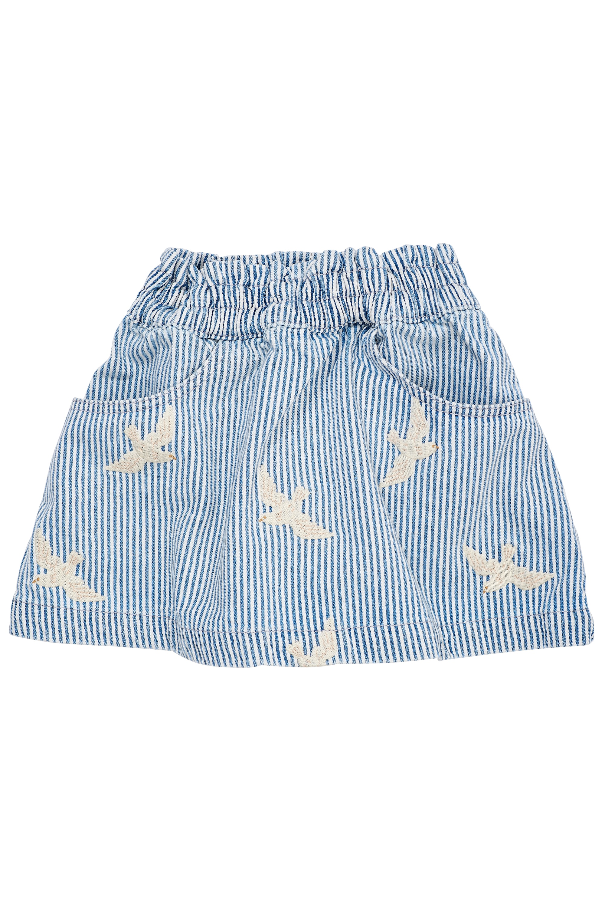 Y/D Twill Skirt W. Embroirdey Denim Blue Stripe