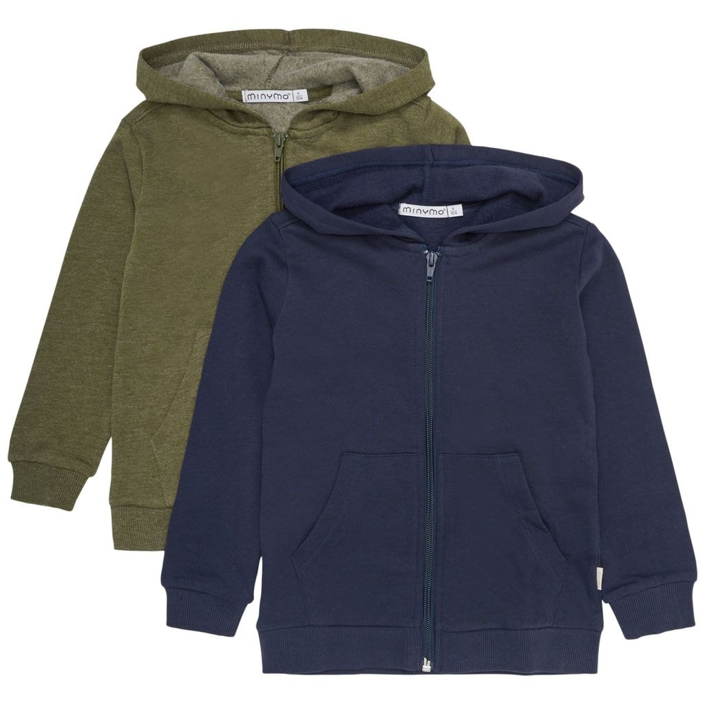 Basic 2-pack Huvtröjor Olivgrön