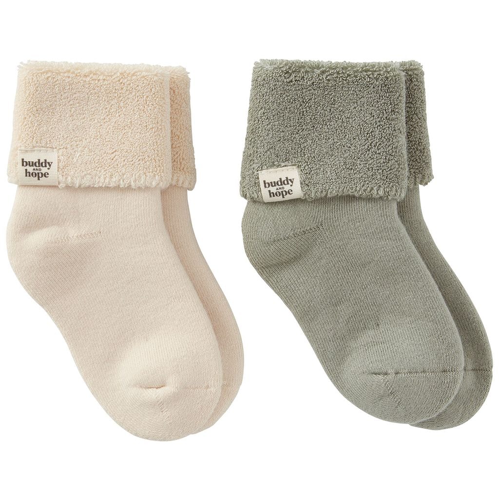 2-pak GOTS Allan Strømper Off White/Sage Green