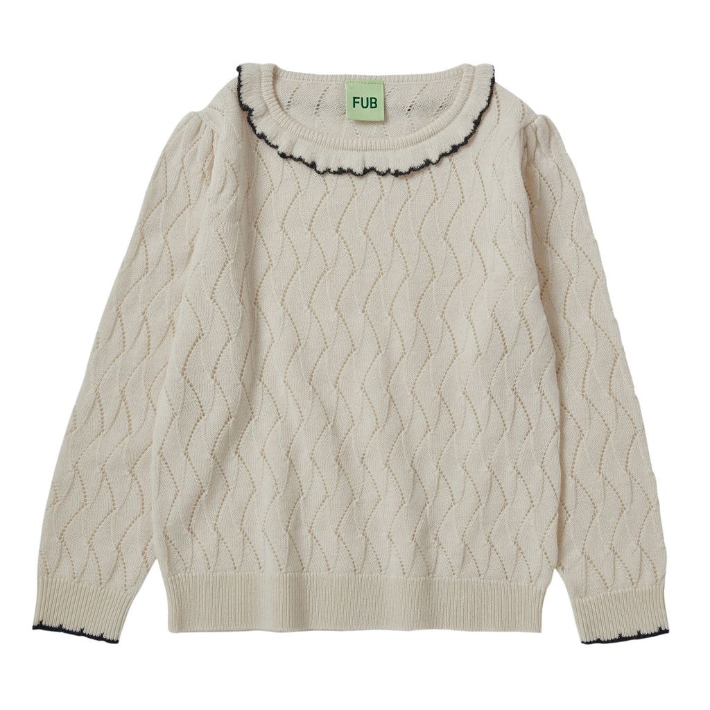 Pointelle Pattern Blouse Ecru