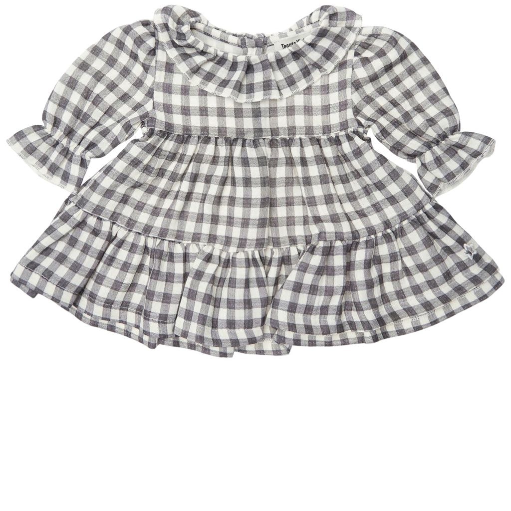 Check Baby Dress Off White