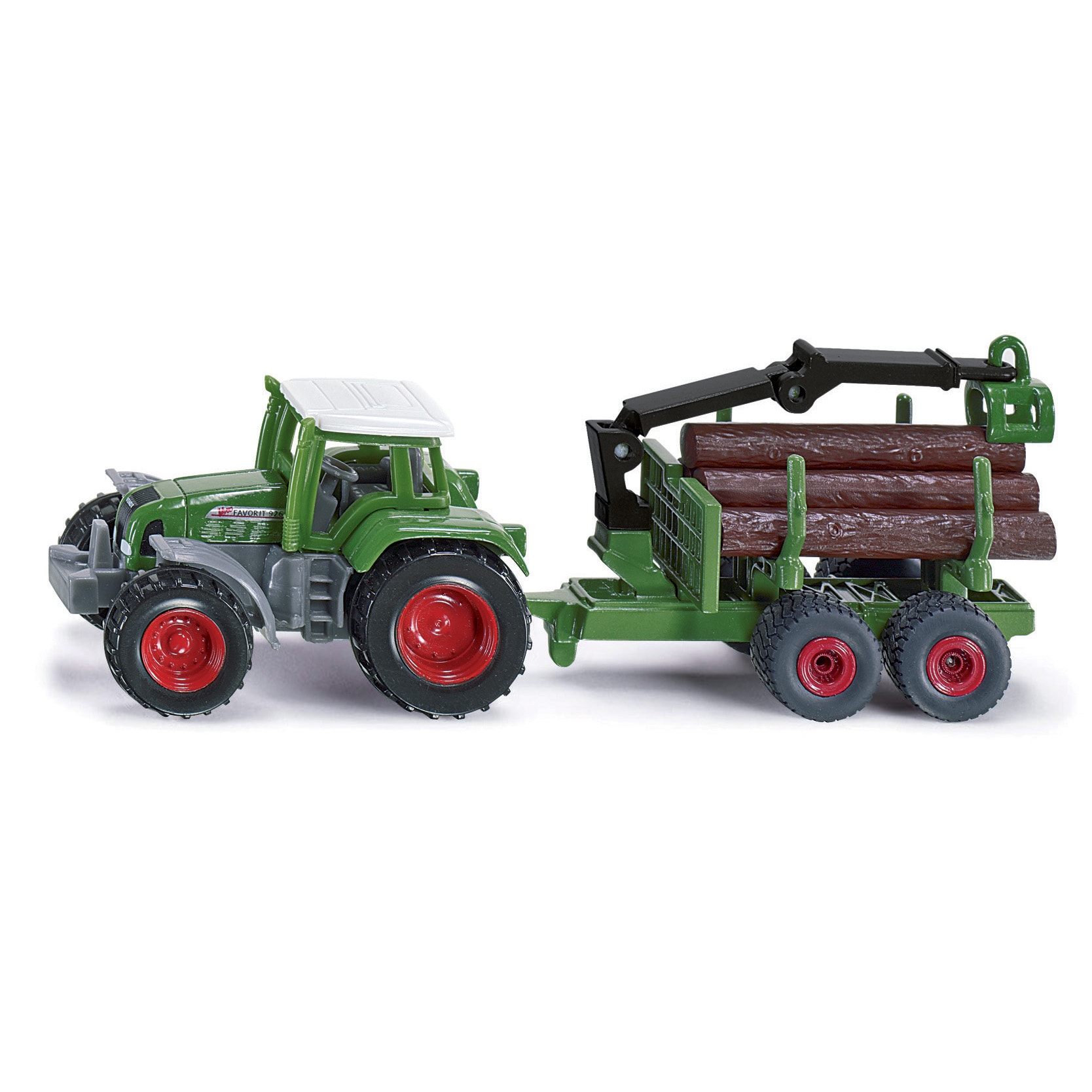 Siku Tractor With Log Trailer Green 